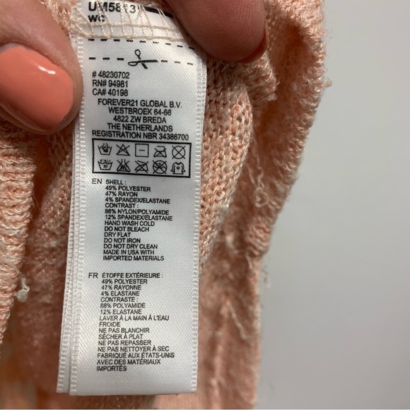 Forever 21 Short Sleeve Sweater Lace Top Light Pink size Small - Picture 4 of 7